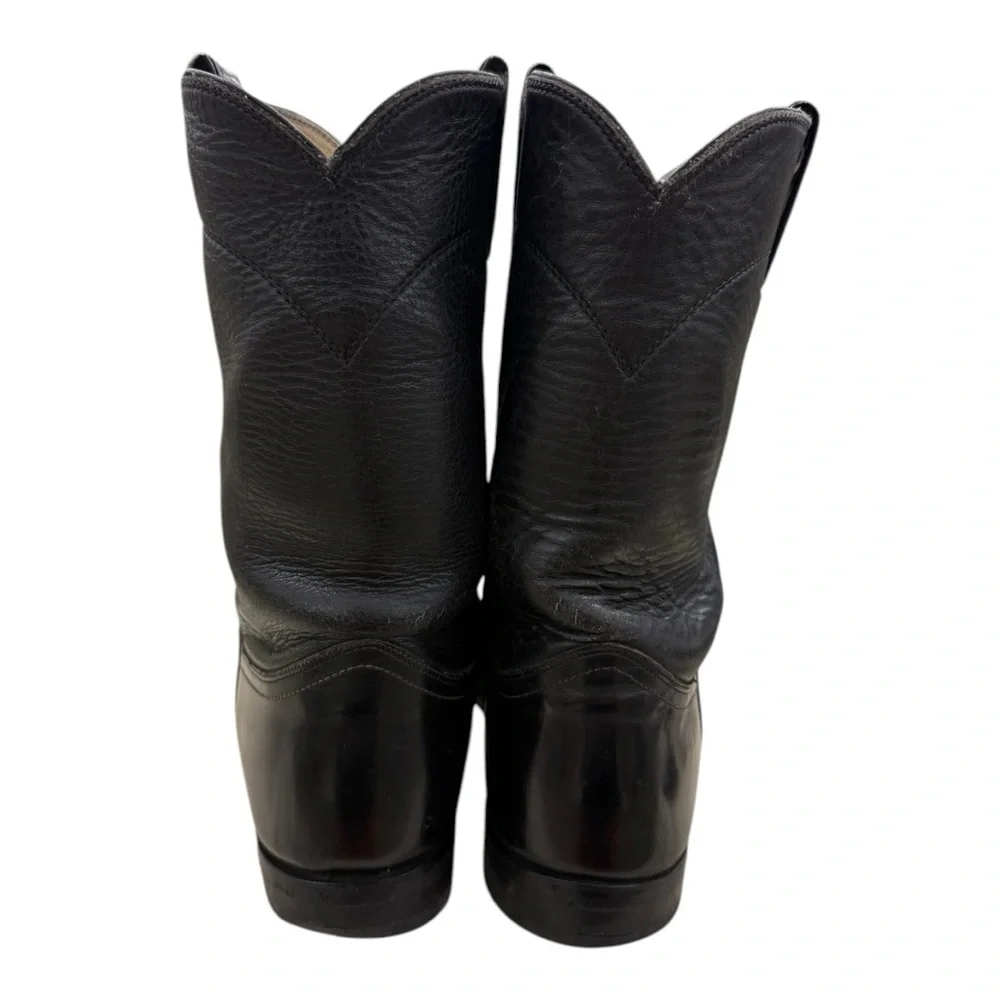 Justin Western Ropers Cowboy Black Leather Boots Men’s Sz 9.5